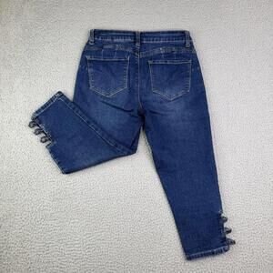 Y2K Sandpiper Blue Denim Capri Jeans Loops at Ankle Detail Women's 4P (28x19)